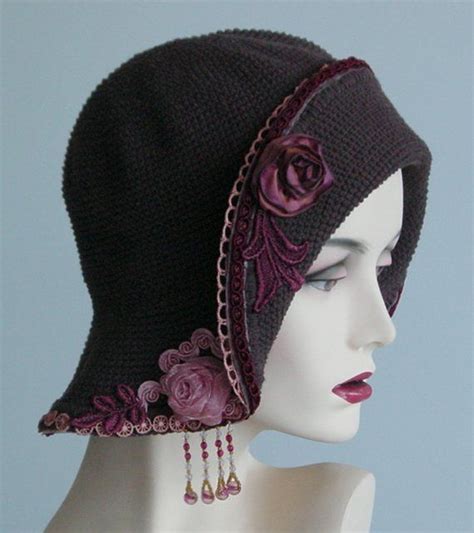 Brown cotton cloche hat 